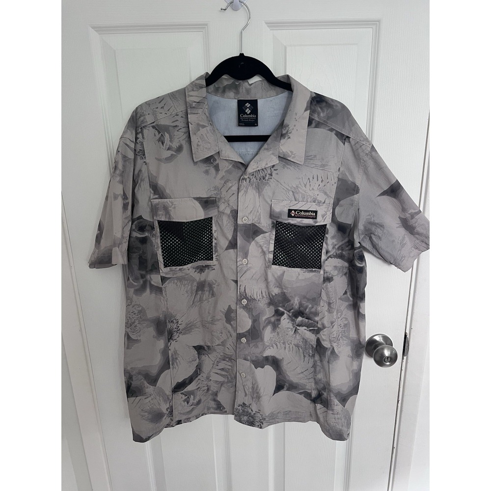Columbia Short Sleeve Button Up Shirt Mens XL Floral Print Mesh Pockets NWT